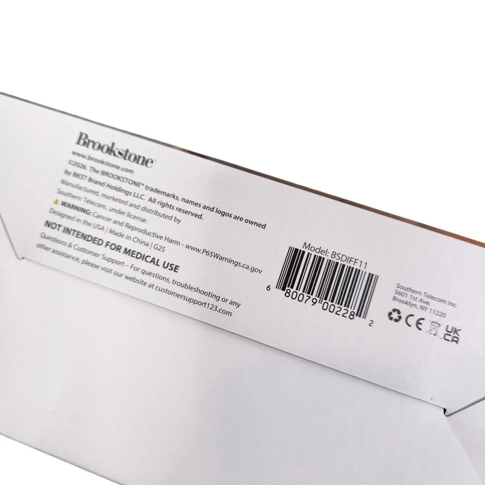Brookstone Ambient Flame Ultrasonic Diffuser Oil Warm LED Light USB White Small